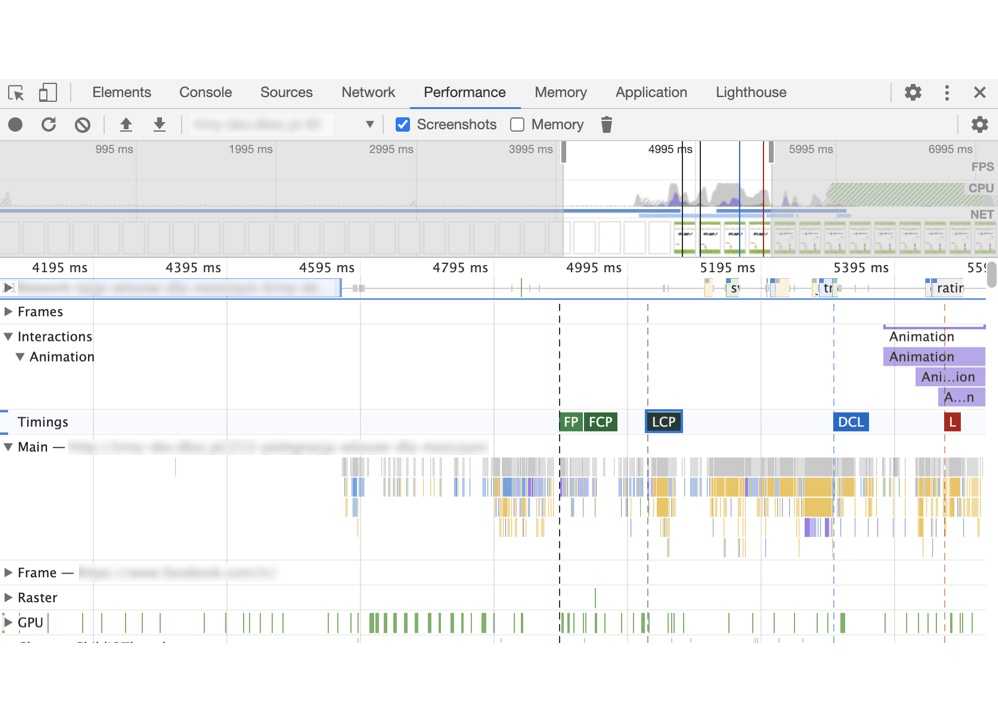 Chrome Developer tools - performance timeline