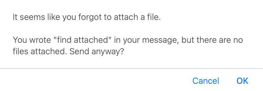 Email without the attachment notification