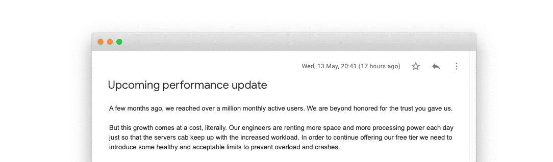 Email on degraded performance