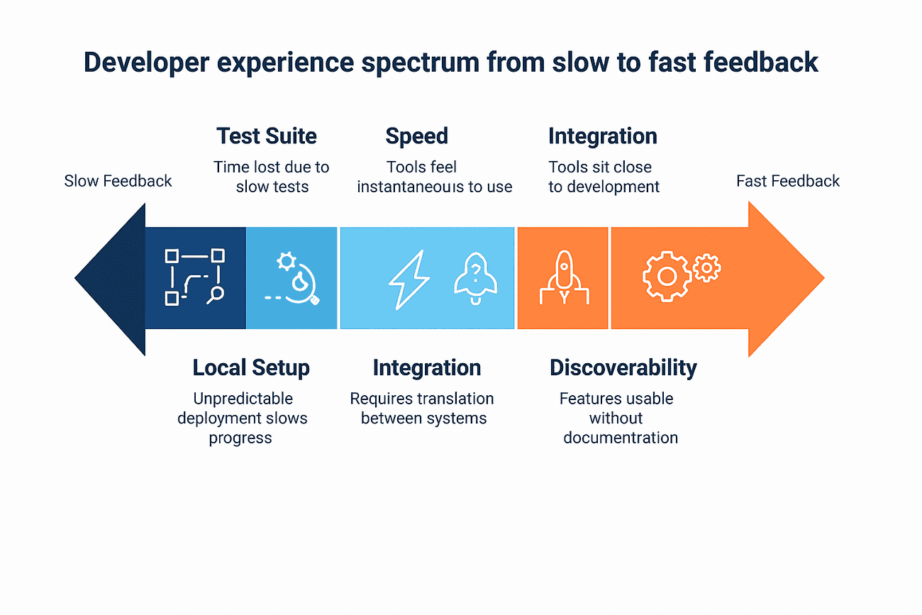 Developer Experience spectrum from slow to fast feedback