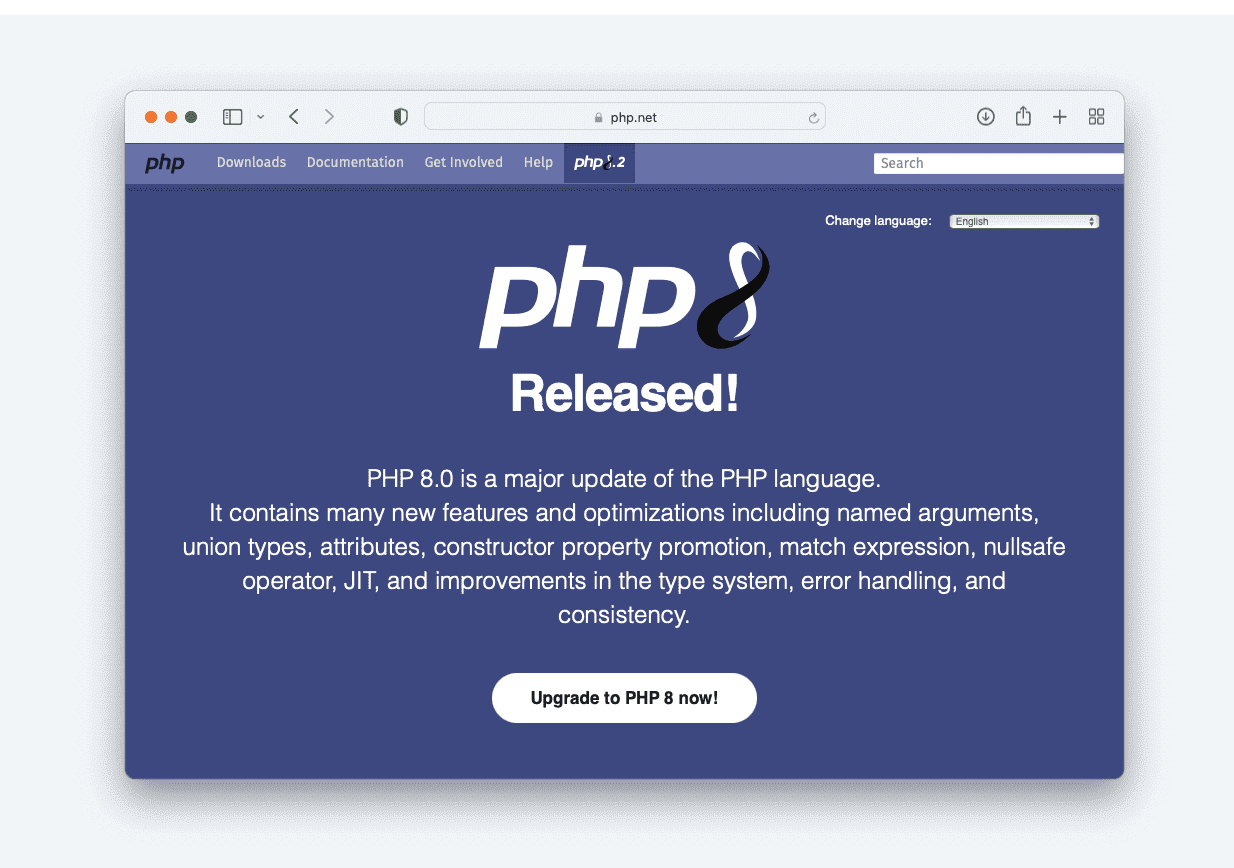 Upgrade to PHP 8