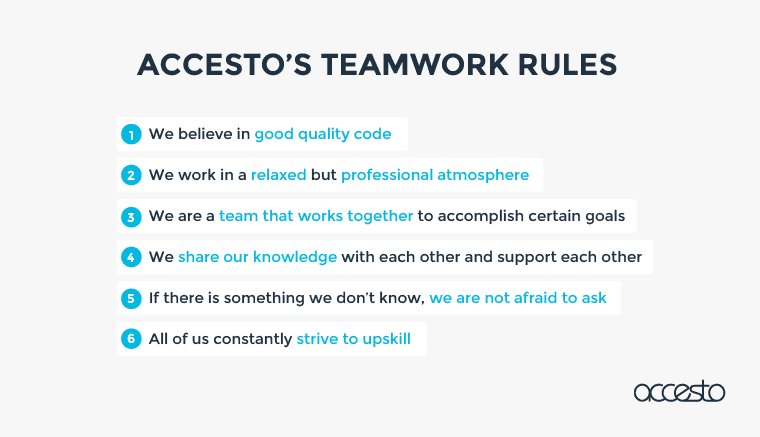 Accesto's teamwork rules