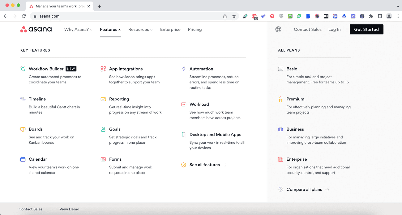 Asana icon-based design