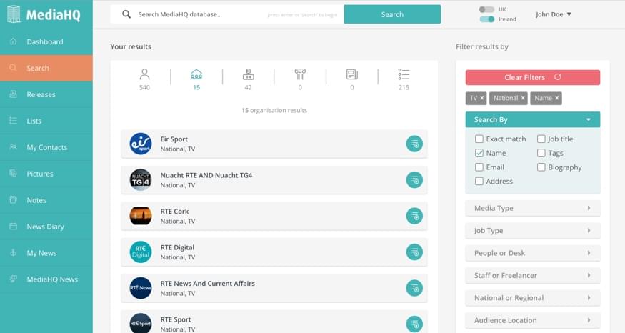 MediaHQ search